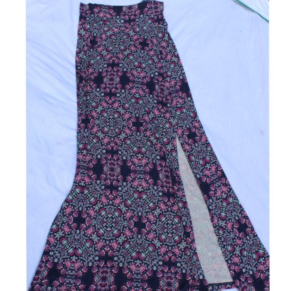 Pink & Purple Print Maxi Skirt